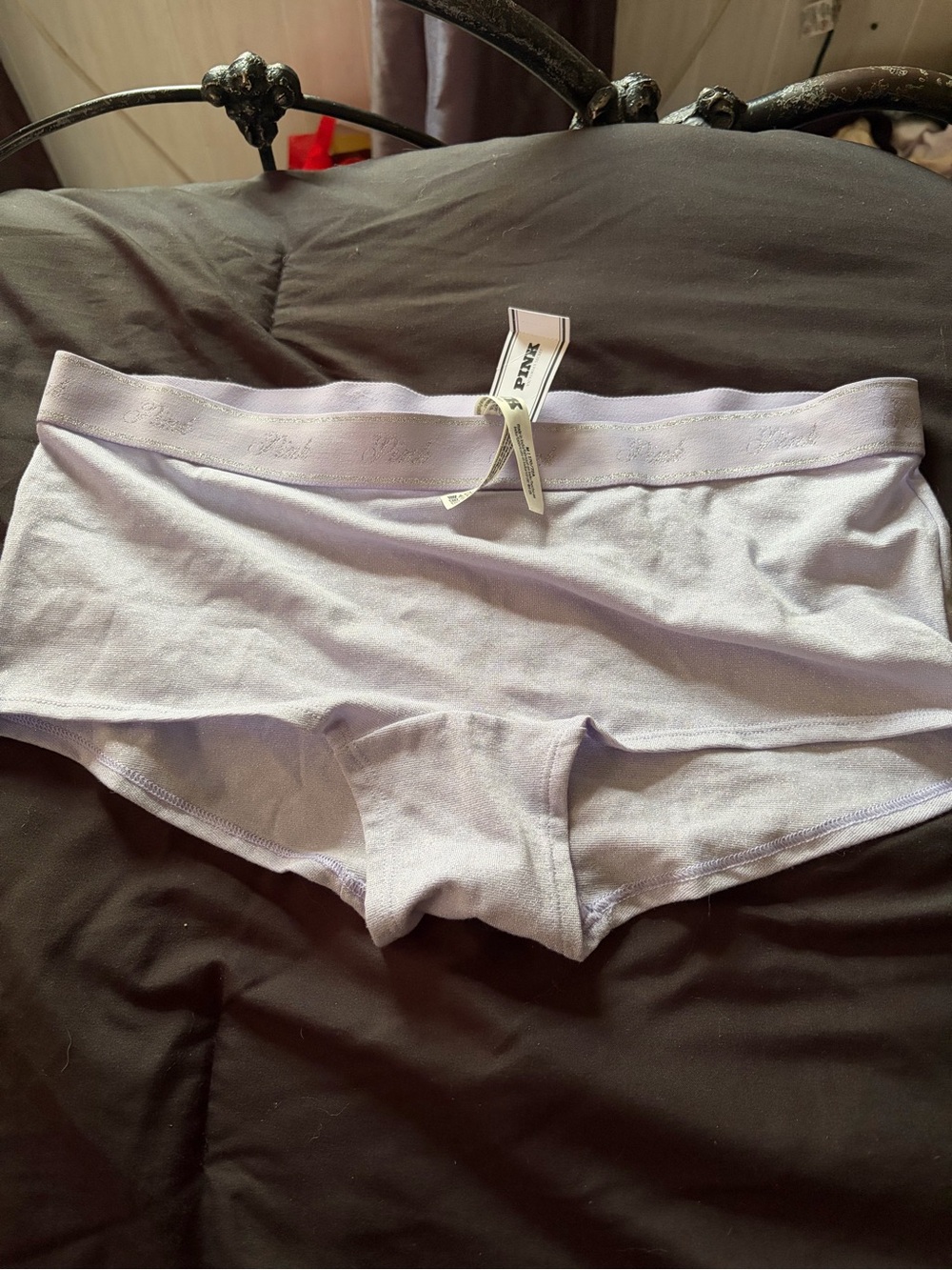 VS Pink Boyshort Panty Purple Shimmer Women’s size M NWT
